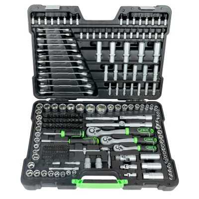 COFFRET À OUTILS DE 216 PIÈCES AVEC DOUILLES HEXAGONALES 1/4", 3/8" ET 1/2" – FINITION ZINGUÉE