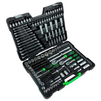 COFFRET À OUTILS DE 216 PIÈCES AVEC DOUILLES HEXAGONALES 1/4", 3/8" ET 1/2" – FINITION ZINGUÉE
