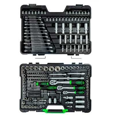 COFFRET À OUTILS DE 216 PIÈCES AVEC DOUILLES HEXAGONALES 1/4", 3/8" ET 1/2" – FINITION ZINGUÉE