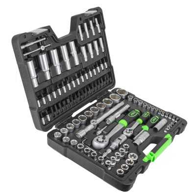 COFFRET À OUTILS DE 108 PIÈCES AVEC DOUILLES HEXAGONALES 1/4" ET 1/2" – FINITION ZINGUÉE