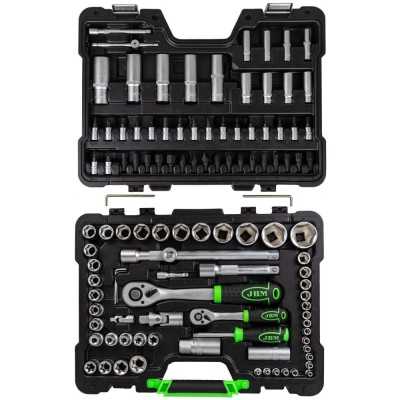 COFFRET À OUTILS DE 108 PIÈCES AVEC DOUILLES HEXAGONALES 1/4" ET 1/2" – FINITION ZINGUÉE