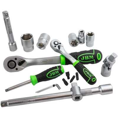 COFFRET À OUTILS DE 108 PIÈCES AVEC DOUILLES HEXAGONALES 1/4" ET 1/2" – FINITION ZINGUÉE