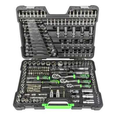 COFFRET À OUTILS DE 216 PIÈCES AVEC DOUILLES HEXAGONALES 1/4", 3/8" ET 1/2" – FINITION CHROMÉE
