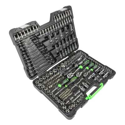 COFFRET À OUTILS DE 216 PIÈCES AVEC DOUILLES HEXAGONALES 1/4", 3/8" ET 1/2" – FINITION CHROMÉE