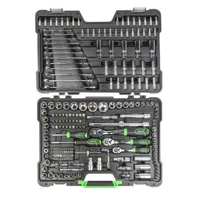 COFFRET À OUTILS DE 216 PIÈCES AVEC DOUILLES HEXAGONALES 1/4", 3/8" ET 1/2" – FINITION CHROMÉE