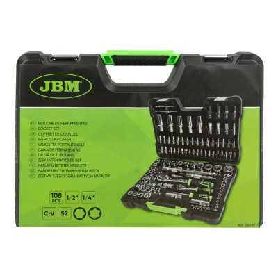 COFFRET À OUTILS DE 108 PIÈCES AVEC DOUILLES HEXAGONALES 1/4" ET 1/2" – FINITION CHROMÉE