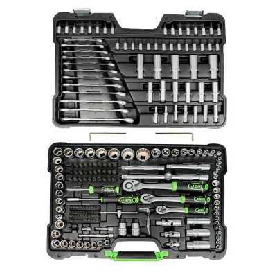 COFFRET À OUTILS DE 216 PIÈCES AVEC DOUILLES 12 PANS 1/4", 3/8" ET 1/2" – FINITION ZINGUÉE