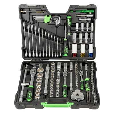 COFFRET À OUTILS DE 132 PIÈCES AVEC DOUILLES HEXAGONALES 1/2", 1/4" ET 3/8" – FINITION ZINGUÉE