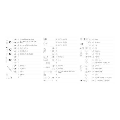 COFFRET À OUTILS DE 132 PIÈCES AVEC DOUILLES HEXAGONALES 1/2", 1/4" ET 3/8" – FINITION ZINGUÉE