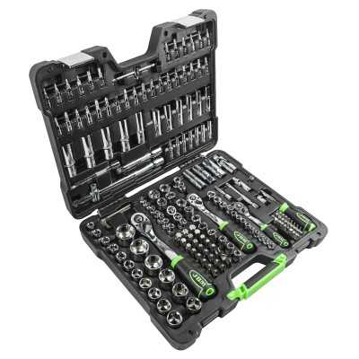 COFFRET À OUTILS DE 179 PIÈCES AVEC DOUILLES HEXAGONALES 1/4", 3/8" ET 1/2" – FINITION CHROMÉE