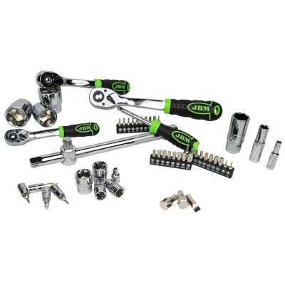 COFFRET À OUTILS DE 179 PIÈCES AVEC DOUILLES HEXAGONALES 1/4", 3/8" ET 1/2" – FINITION CHROMÉE