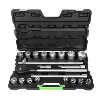 COFFRET À OUTILS DE 21 PIÈCES AVEC DOUILLES HEXAGONALES 3/4" – FINITION ZINGUÉE
