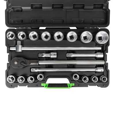 COFFRET À OUTILS DE 21 PIÈCES AVEC DOUILLES HEXAGONALES 3/4" – FINITION ZINGUÉE