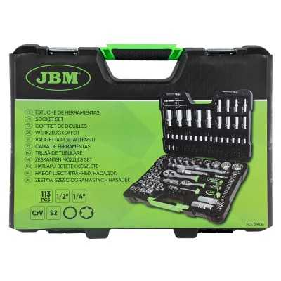 COFFRET À OUTILS DE 113 PIÈCES AVEC DOUILLES 12 PANS 1/4" ET 1/2" – FINITION ZINGUÉE