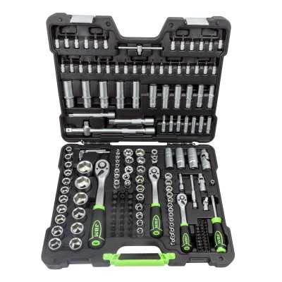 COFFRET À OUTILS DE 179 PIÈCES AVEC DOUILLES HEXAGONALES 1/4", 3/8" ET 1/2" – FINITION ZINGUÉE