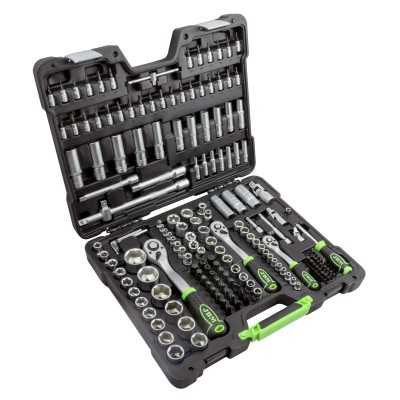 COFFRET À OUTILS DE 179 PIÈCES AVEC DOUILLES HEXAGONALES 1/4", 3/8" ET 1/2" – FINITION ZINGUÉE