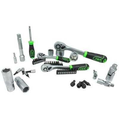 COFFRET À OUTILS DE 179 PIÈCES AVEC DOUILLES HEXAGONALES 1/4", 3/8" ET 1/2" – FINITION ZINGUÉE