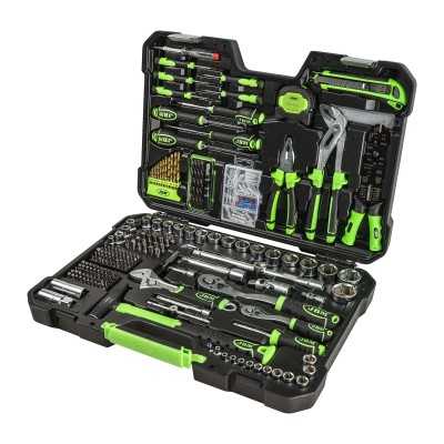 COFFRET À OUTILS DE 302 PIÈCES AVEC DOUILLES HEXAGONALES 1/2" ET 1/4" – FINITION ZINGUÉE
