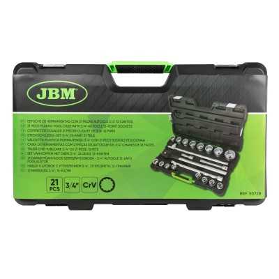 COFFRET À OUTILS DE 21 PIÈCES AVEC DOUILLES 12 PANS 3/4" – FINITION ZINGUÉE