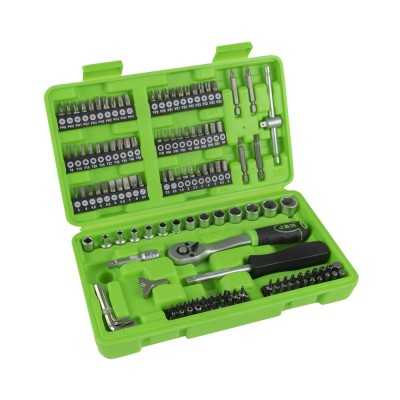 COFFRET À OUTILS DE 130 PIÈCES AVEC DOUILLES ET EMBOUTS 1/4" – FINITION ZINGUÉE