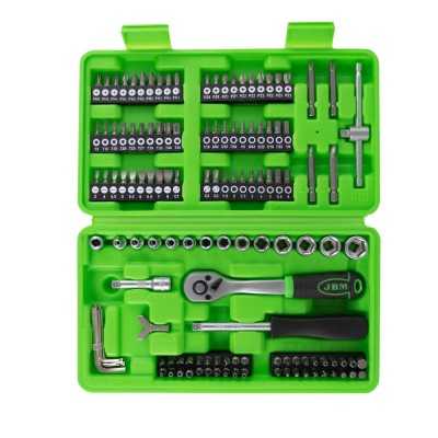 COFFRET À OUTILS DE 130 PIÈCES AVEC DOUILLES ET EMBOUTS 1/4" – FINITION ZINGUÉE