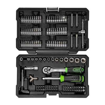 COFFRET À OUTILS DE 130 PIÈCES AVEC DOUILLES ET EMBOUTS 1/4" – FINITION ZINGUÉE