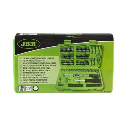 COFFRET À OUTILS DE 130 PIÈCES AVEC DOUILLES ET EMBOUTS 1/4" – FINITION ZINGUÉE