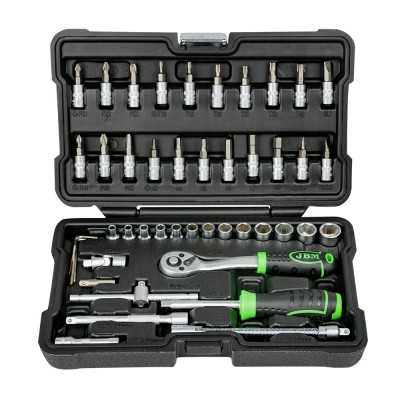 COFFRET À OUTILS DE 46 PIÈCES AVEC DOUILLES HEXAGONALES 1/4" – FINITION ZINGUÉE