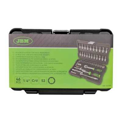 COFFRET À OUTILS DE 46 PIÈCES AVEC DOUILLES HEXAGONALES 1/4" – FINITION ZINGUÉE