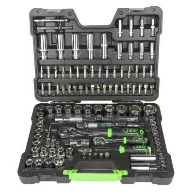 COFFRET À OUTILS DE 113 PIÈCES AVEC DOUILLES 12 PANS 1/4" ET 1/2" – FINITION CHROMÉE