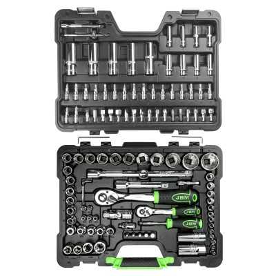 COFFRET À OUTILS DE 113 PIÈCES AVEC DOUILLES 12 PANS 1/4" ET 1/2" – FINITION CHROMÉE