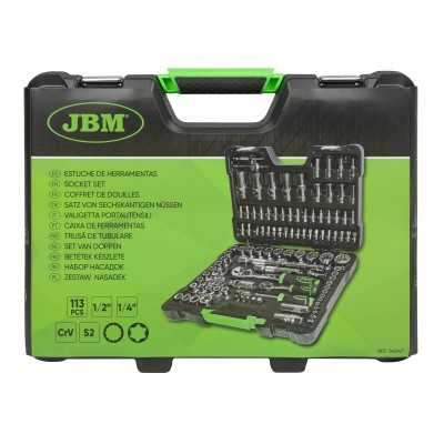 COFFRET À OUTILS DE 113 PIÈCES AVEC DOUILLES 12 PANS 1/4" ET 1/2" – FINITION CHROMÉE