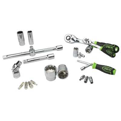 COFFRET À OUTILS DE 113 PIÈCES AVEC DOUILLES 12 PANS 1/4" ET 1/2" – FINITION CHROMÉE