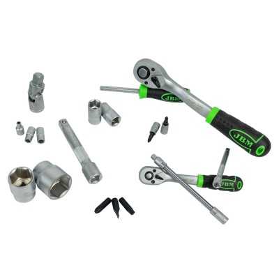 COFFRET À OUTILS DE 94 PIÈCES AVEC DOUILLES HEXAGONALES 1/4" ET 1/2" – FINITION ZINGUÉE