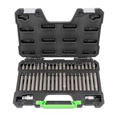 COFFRET D’OUTILS DE 42 PIÈCES AVEC EMBOUTS HEXAGONAUX, 12 PANS ET TORX 1/2" ET 3/8"