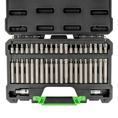 COFFRET D’OUTILS DE 42 PIÈCES AVEC EMBOUTS HEXAGONAUX, 12 PANS ET TORX 1/2" ET 3/8"