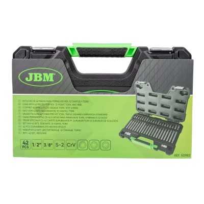 COFFRET D’OUTILS DE 42 PIÈCES AVEC EMBOUTS HEXAGONAUX, 12 PANS ET TORX 1/2" ET 3/8"