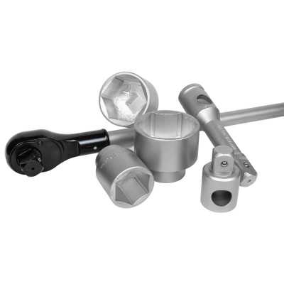 COFFRET MÉTALLIQUE DE 21 PIÈCES AVEC DOUILLES HEXAGONALES 1" – FINITION ZINGUÉE