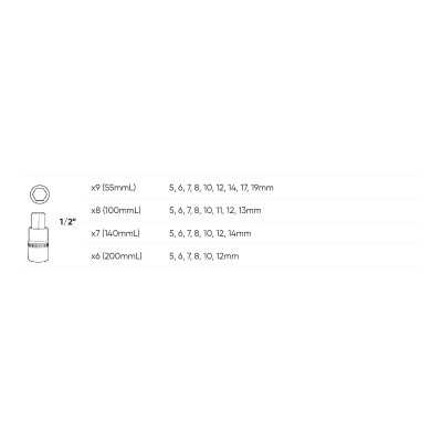 COFFRET D’EMBOUTS 1/2" POUR VIS HEXAGONALES 30 PIÈCES