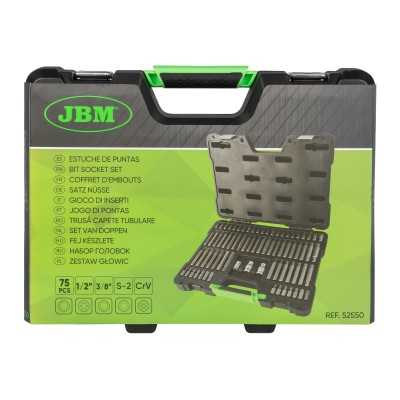 COFFRET D’OUTILS DE 75 PIÈCES AVEC EMBOUTS HEXAGONAUX, XZN, RIBE, TORX ET TORX INVIOLABLES 1/2" 3/8"