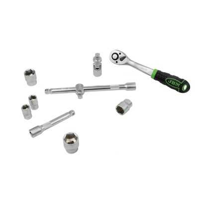 COFFRET À OUTILS DE 22 PIÈCES AVEC DOUILLES HEXAGONALES 1/2" – FINITION ZINGUÉE