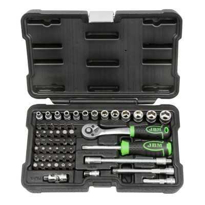COFFRET À OUTILS DE 56 PIÈCES AVEC DOUILLES HEXAGONALES 1/4" – FINITION ZINGUÉE