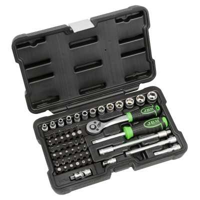 COFFRET À OUTILS DE 56 PIÈCES AVEC DOUILLES HEXAGONALES 1/4" – FINITION ZINGUÉE