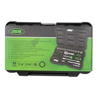 COFFRET À OUTILS DE 56 PIÈCES AVEC DOUILLES HEXAGONALES 1/4" – FINITION ZINGUÉE