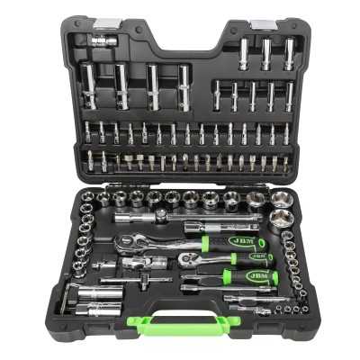COFFRET À OUTILS DE 94 PIÈCES AVEC DOUILLES HEXAGONALES 1/4" ET 1/2" – FINITION CHROMÉE