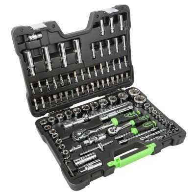 COFFRET À OUTILS DE 94 PIÈCES AVEC DOUILLES HEXAGONALES 1/4" ET 1/2" – FINITION CHROMÉE