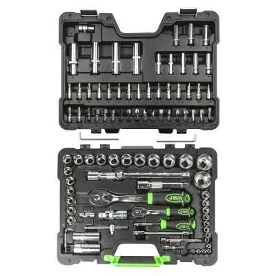 COFFRET À OUTILS DE 94 PIÈCES AVEC DOUILLES HEXAGONALES 1/4" ET 1/2" – FINITION CHROMÉE