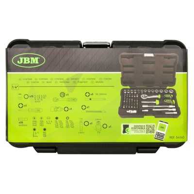 COFFRET À OUTILS DE 56 PIÈCES AVEC DOUILLES 12 PANS 1/4" – FINITION ZINGUÉE