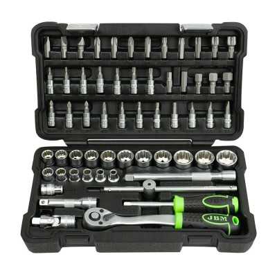 COFFRET À OUTILS DE 59 PIÈCES AVEC DOUILLES 12 PANS 3/8" – FINITION ZINGUÉE