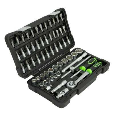 COFFRET À OUTILS DE 59 PIÈCES AVEC DOUILLES 12 PANS 3/8" – FINITION ZINGUÉE